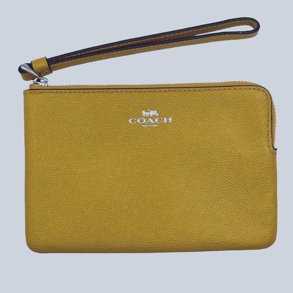 COACH Yellow Corner Zip Wristlet NWOT